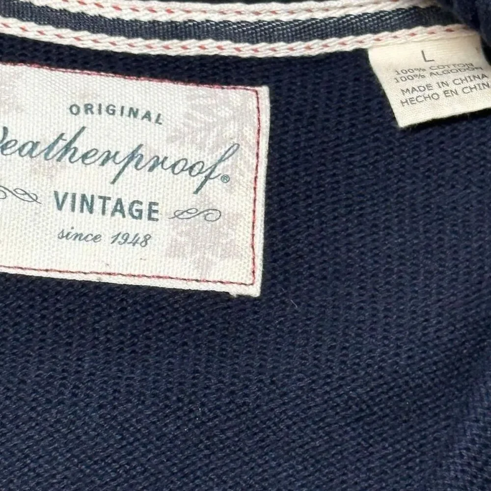 Original Weatherproof Vintage Mens Navy Blue Snowflake‎ Geometric Sweater Large